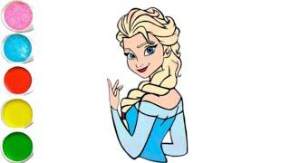 Cute Elsa Frozen Drawing - Painting And Coloring For Kids, Toddlers | Let's Draw Kids, Child_art