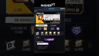 RUSHER YT top 29 in region BR rank || free fire || #freefireshorts #viral #shorts