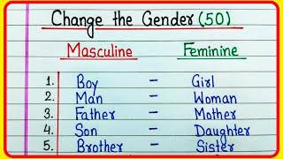 50 Gender Name | Masculine and Feminine | Change the gender words 50 | Gender Change