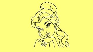 How to draw Disney Princess Belle, как нарисовать принцессу Диснея Белль