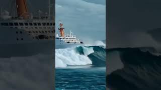 the Cruise Ship Maintain Balance on This Massive Wave？ #oceanship #scaryocean #waves