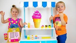 Gaby and Alex pretend play ICE CREAM TOYS Shop