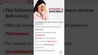 Vitamin A - deficiency symptoms & recommended dietary intake
