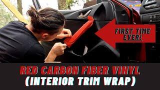 Interior Trim Wrap - Red Carbon Fiber Vinyl