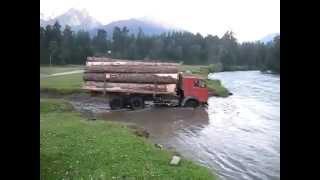 Kamaz Truck Crosses the River