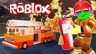 I BECAME a FIREFIGHTER in ROBLOX Videos for kids DANGEROUS job Cartoon hero Get