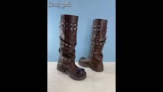 IZZO CAX BRITISH STYLE OVER-THE-KNEE STUDDED LONG BOOTS  #heeledboots #womensboots #womensshoes