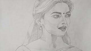 How to Draw Deepika Padukone sketch step by step/Deepika Padukone sketch step by step,gaurav kashyap