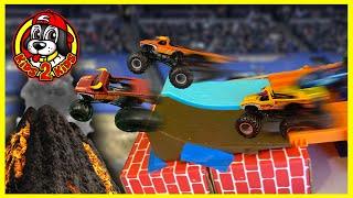 Monster Jam Toy Trucks  EL TORO LOCO Evolution Downhill VOLCANO Race - THE FLOOR IS LAVA!