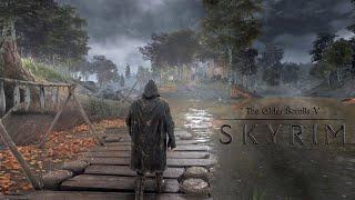 [4K] Skyrim Rain Ambience | Walk around the Map (no music)