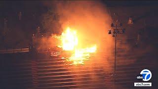 Fire breaks out on bleachers of high school in Gardena