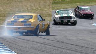 Group N Historic Touring Cars Race 1 Baskerville Historics 2024 sideways Camaro | Mustang vs Torana