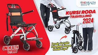 Kursi Roda Travel Praktis! OneHealth DY800 dengan Handle Koper Kapasitas 100kg