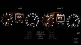 Skoda Octavia A7 1.8 TSI   stock vs stage 1    0-100, 0-150 racelogic acceleration, 402m