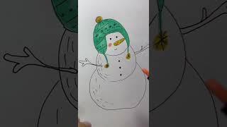 Coloring Snowman #snowman #coloring #markers #drawing #art #painting #shorts #tutorial #challenge