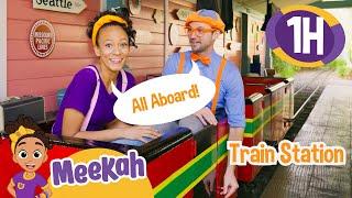 Theme Park Fun with Blippi & Meekah!  Furry Friends and Train Rides! | 1 HR OF MEEKAH!