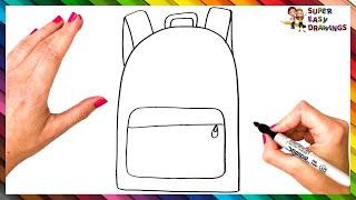 How To Draw A Backpack Step By Step  Backpack Drawing Easy