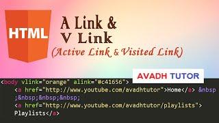 active link and visited link in html | link color in html | alink vlink in html