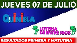 Quinielas Primera y matutina de Córdoba y Entre Ríos, Jueves 7 de Julio