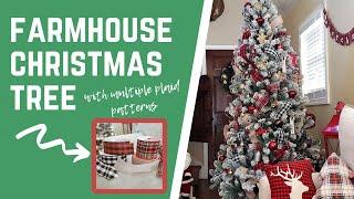 Farmhouse Christmas Tree How To | DECORATE WITH ME | Plaid Ribbon | 2019