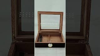 Wooden Glass Top Cedar Cigar Desktop Box With Humidifier Hygrometer Cigar Humidor#cigarhumidor #box