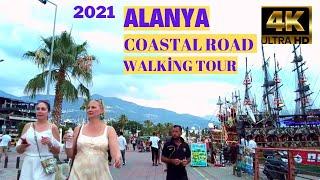 alanya coastal road walking tour 4k 2021 ! alanya antalya turkey holiday ! turkey travel 4kuhd 60fps