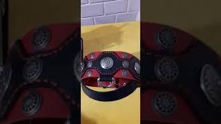 широкий кожаный ошейник для собаки, украшенный  dog collar handmade