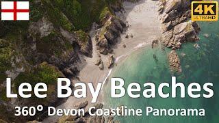 Lee Bay Beaches  - Coastline Panorama | Devon | England | UK - 4k 360°