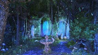 Enchanted Forest Night Ambience 10 hours  Mystical atmosphere, nature sounds & occasional rain.