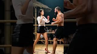 Beautiful woman vs. Arrogant man, In the rain#kungfu #fight #boxing #mma