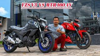 Yamaha Fzs v3 Vs Tvs RTR160 4v| Fzs v3 vs RTR 160 4v