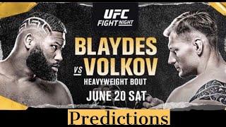 UFC Fight Night Blaydes/Volkov Predictions and Investments