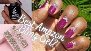 Best Rhinestone Glue from Amazon | Beetles Nail Glue Review | Purple Gel Nails | Amazon Bling Gel