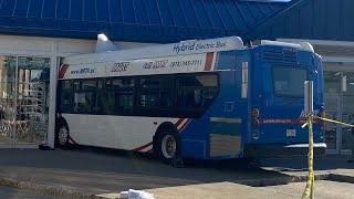 Bus hits man on bench, transportation hub building in Fitchburg, Mass.