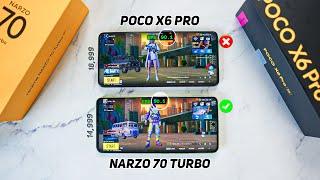 Realme Narzo 70 Turbo vs Poco X6 Pro Bgmi Test with Fps Meter | 90fps bgmi phone under 20,000 