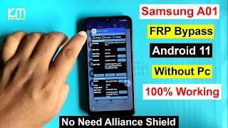 Samsung Galaxy A01 FRP Bypass Android 11 Without Pc No Alliance Shield X | Gmail Lock Remove A015F