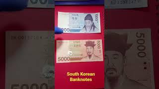 1000won and 5000 won Banknotes South Korea exchanges rate.Worldcoins&Currency.ALEJANDRO BELGA TV