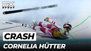 Alpine Ski Cornelia Hütter HUGE CRASH at Crans Montana | Downhill | 2022 