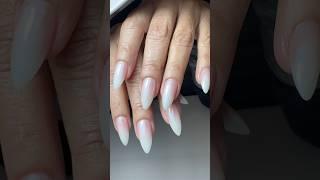 Ombre structure gel in almond dual form nail extensions ￼