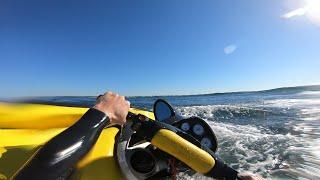 SeaDoo XP limited 1998 JetSki ride, wide open throttle and wave jumping, Sydney. GoPro Hero 7