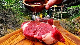 The JUICIEST STEAK prepared in Nature | Relaxing Cooking ASMR