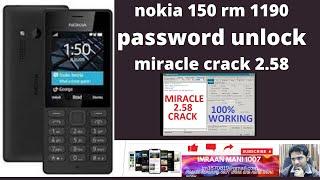 Nokia 150 password unlock |Miracle crack 2.58 with IMEI repair #password #imeiinfo