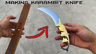 Turning Leaf Spring into Sharp KARAMBIT KNIFE