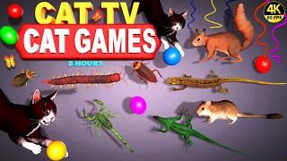 CAT GAMES | CAT TV FOR CATS TO WATCH ULTIMATE MIX VIDEOS FOR FELINE FRIENDS PETS   4K 8 HOURS