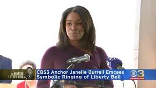 CBS Philadelphia's Janelle Burrell emcees symbolic ringing of the Liberty Bell