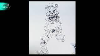 Как нарисовать Кошмарного Фредбира ФнаФ, How to draw Nightmare Fredbear FNAF