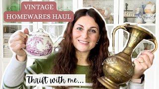 Thrift with me at 7 charity shops | I almost missed this gem | Vintage & antique home decor haul