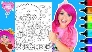 Coloring Kimmi The Clown Calendar Coloring Book SEPTEMBER Autumn Coloring Page | Ohuhu Art Markers