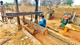 Incredible Process of Making Roof Girders from Date Tree Wood Using Trala Machine