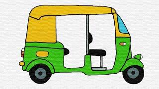 How to easy drawing Auto Rickshaw for Kids - Children's Coloring Book with #Paiting 2